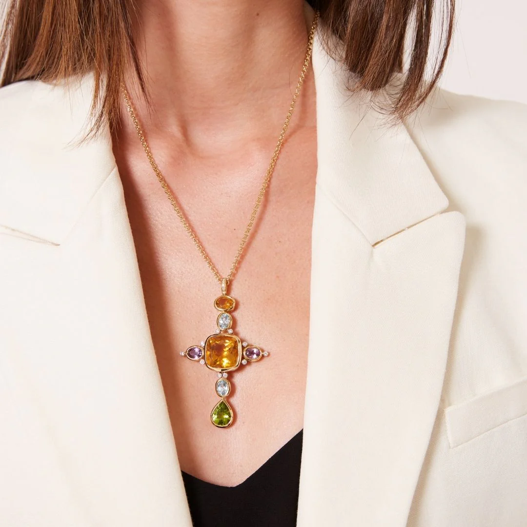 Kiki Retrospective 'Signatures' Peridot, Citrine, Blue Topaz, Amethyst and Diamond Pendant - Image 2