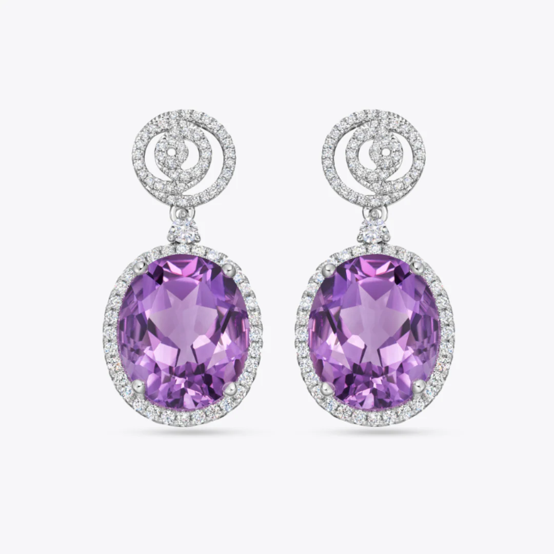 Signatures Amethyst and Diamond Swirl Top Earrings
