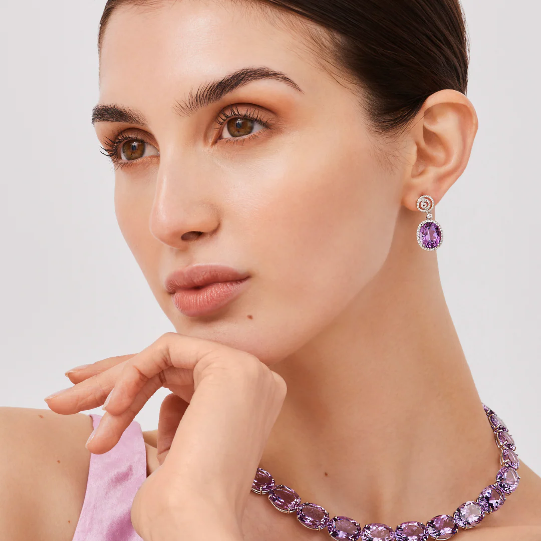 Signatures Amethyst and Diamond Swirl Top Earrings - Image 2