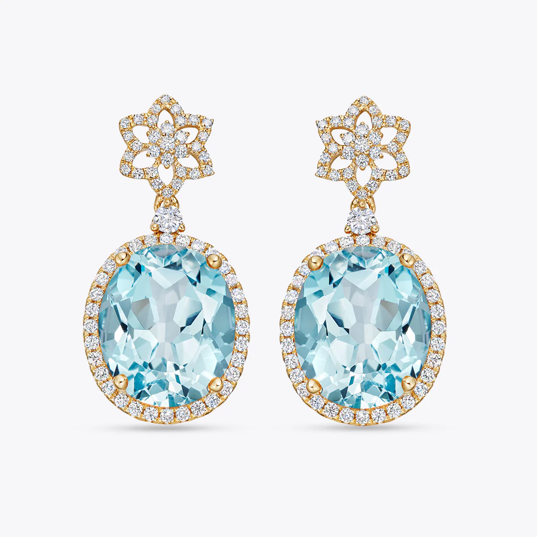 Signatures Blue Topaz and Diamond Daffodil Top Earrings