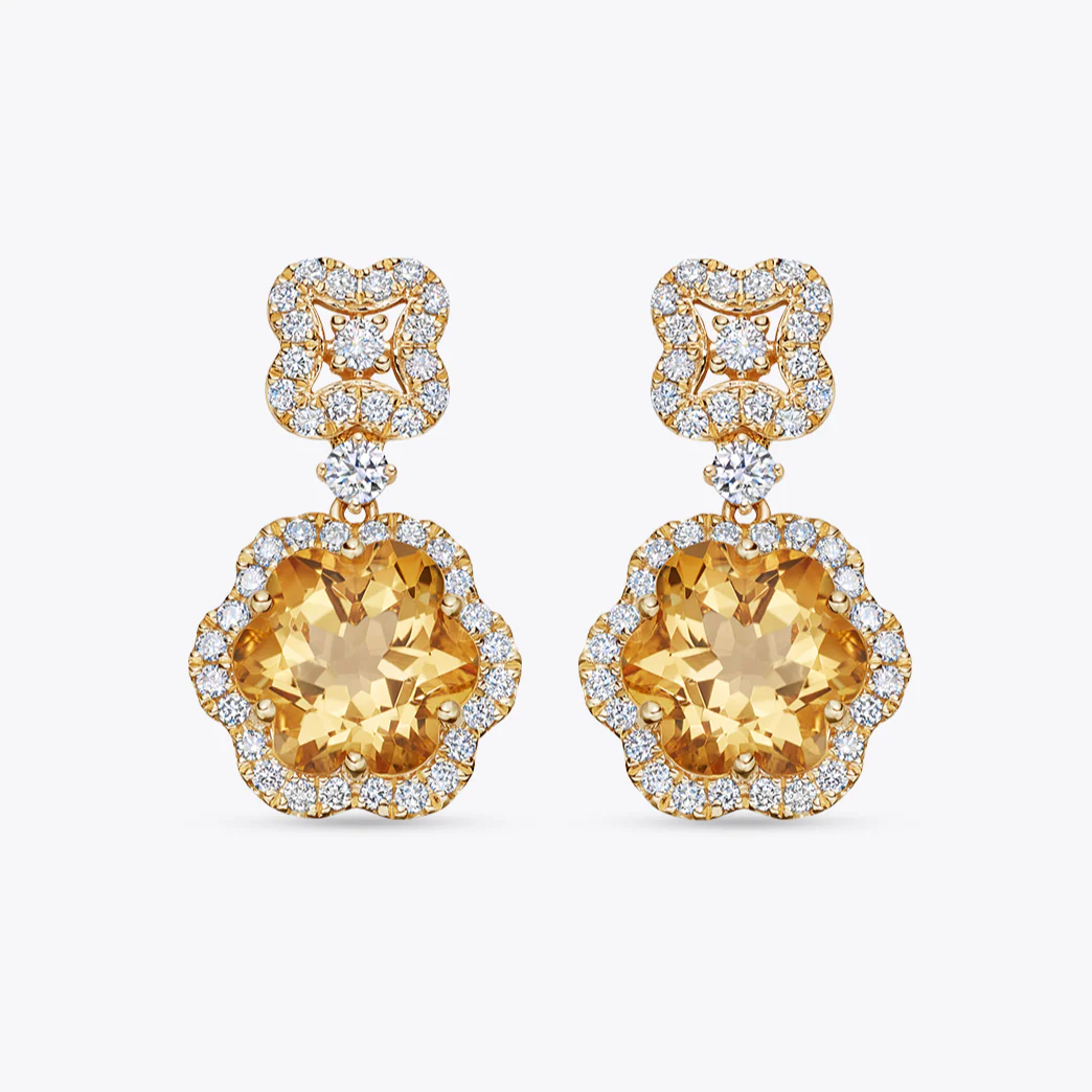 Signatures Flower Citrine and Diamond Top Earrings