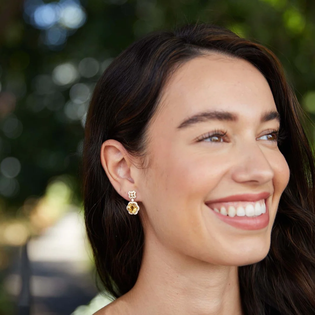Signatures Flower Citrine and Diamond Top Earrings - Image 2