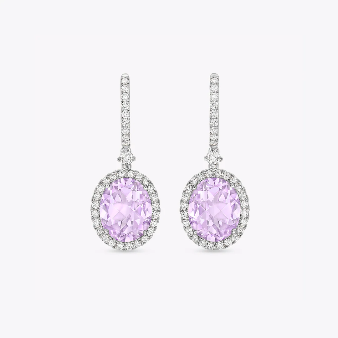 Signatures Oval Lavender Amethyst and Diamond Drop Earrings