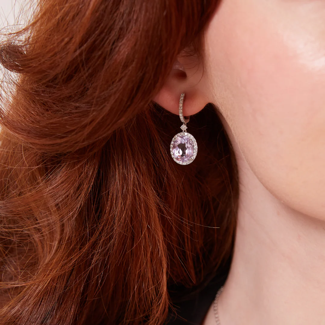 Signatures Oval Lavender Amethyst and Diamond Drop Earrings - Image 2