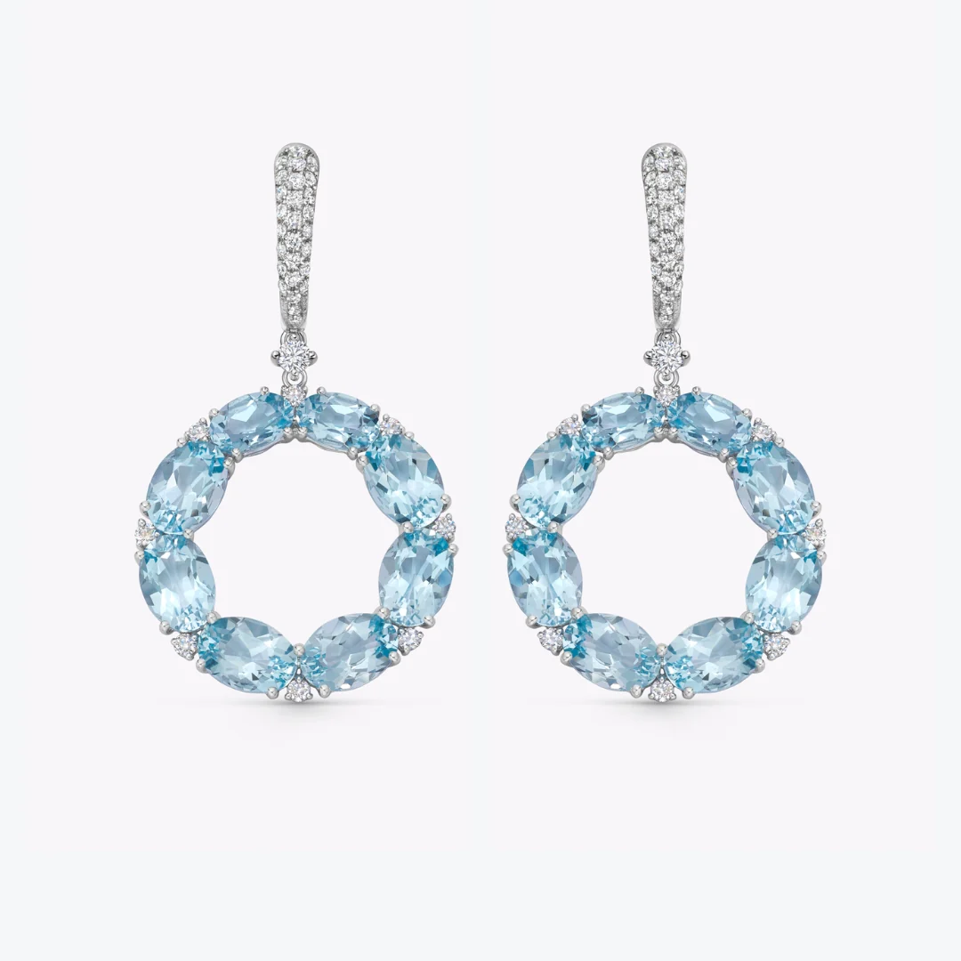 Signatures Blue Topaz and Diamond Tapered Hoop Earrings