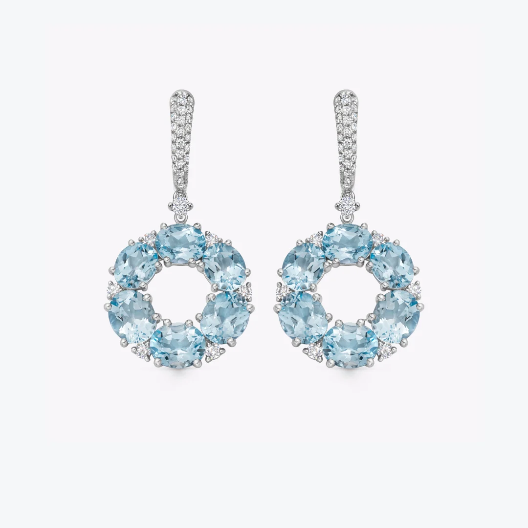 Signatures Mini Blue Topaz and Diamond Tapered Hoop Earrings