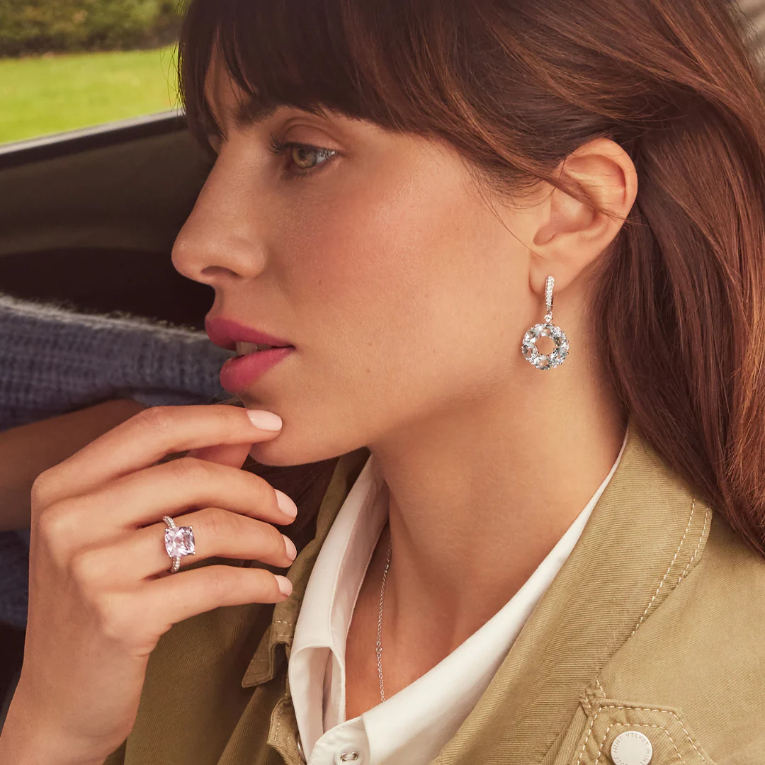 Signatures Mini Blue Topaz and Diamond Tapered Hoop Earrings - Image 2