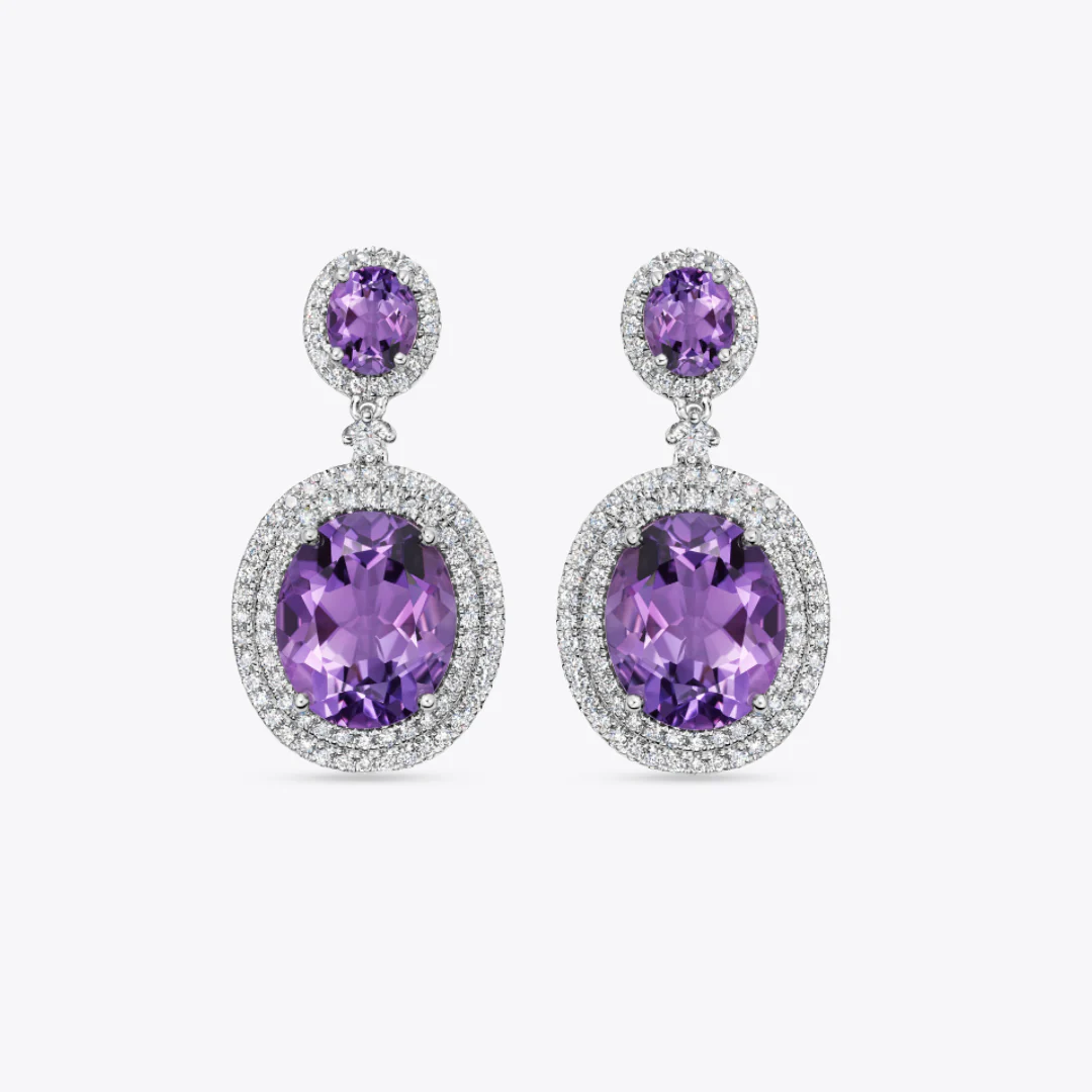 Signatures Amethyst and Diamond Double Halo Earrings