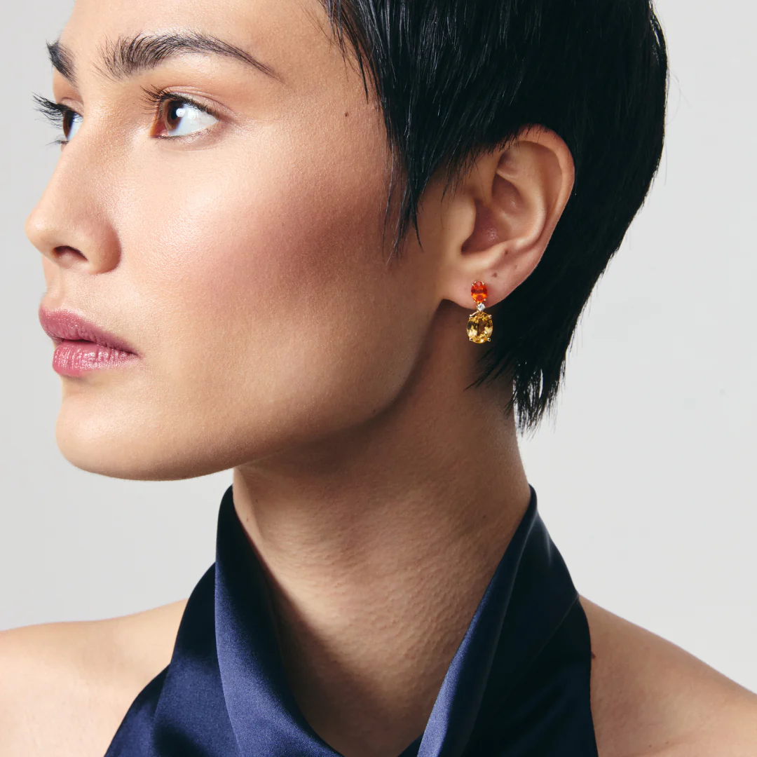 Signatures Citrine and Fire Opal Earrings - Image 2