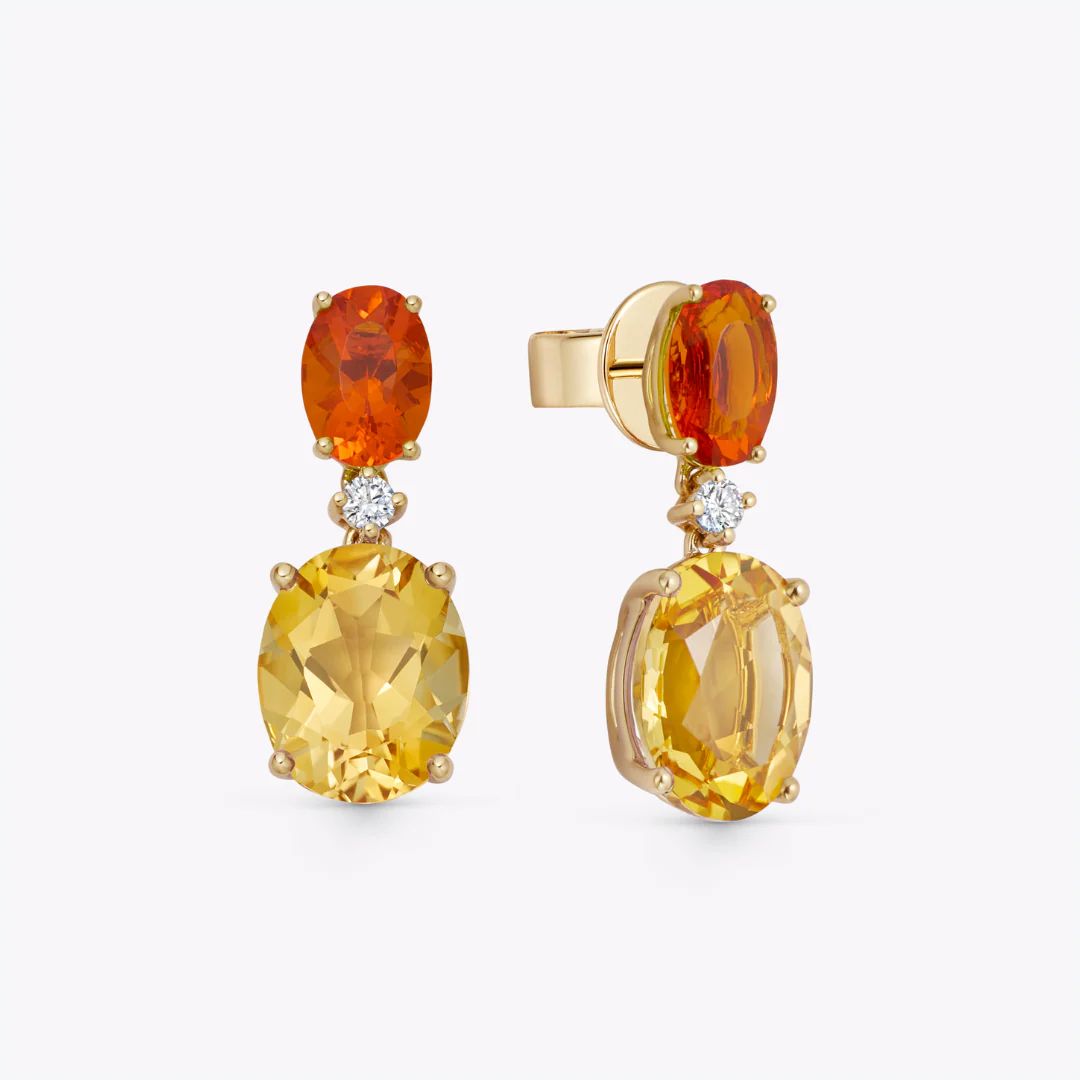 Signatures Citrine and Fire Opal Earrings - Image 3