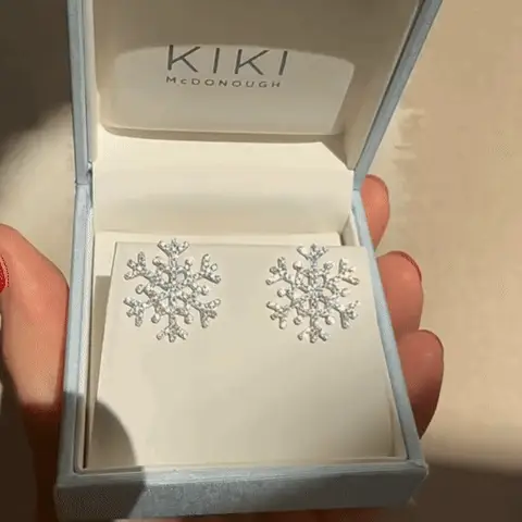 Snowflake Diamond Large Stud Earrings - Image 3