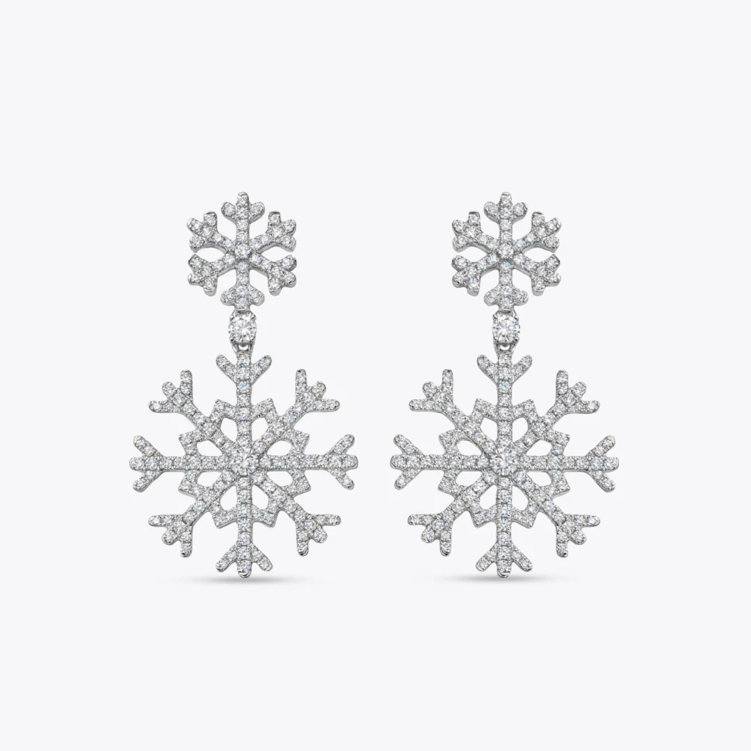 Snowflake Double Diamond Earrings