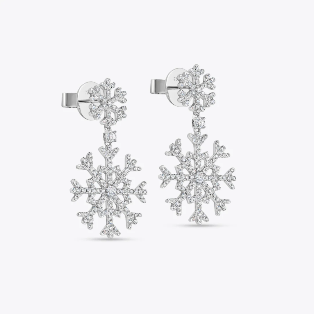 Snowflake Double Diamond Earrings - Image 3