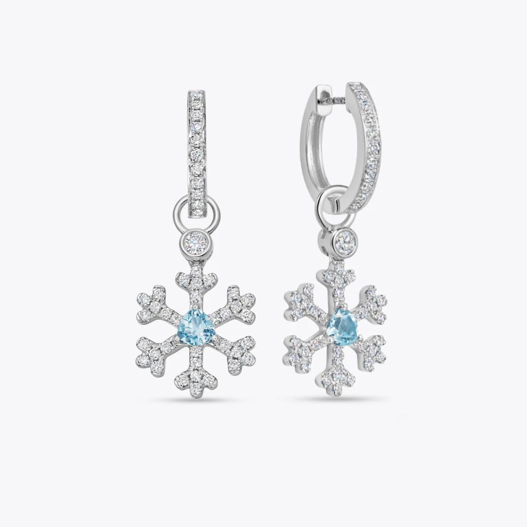 Snowflake Blue Topaz and Diamond Detachable Earrings - Image 3