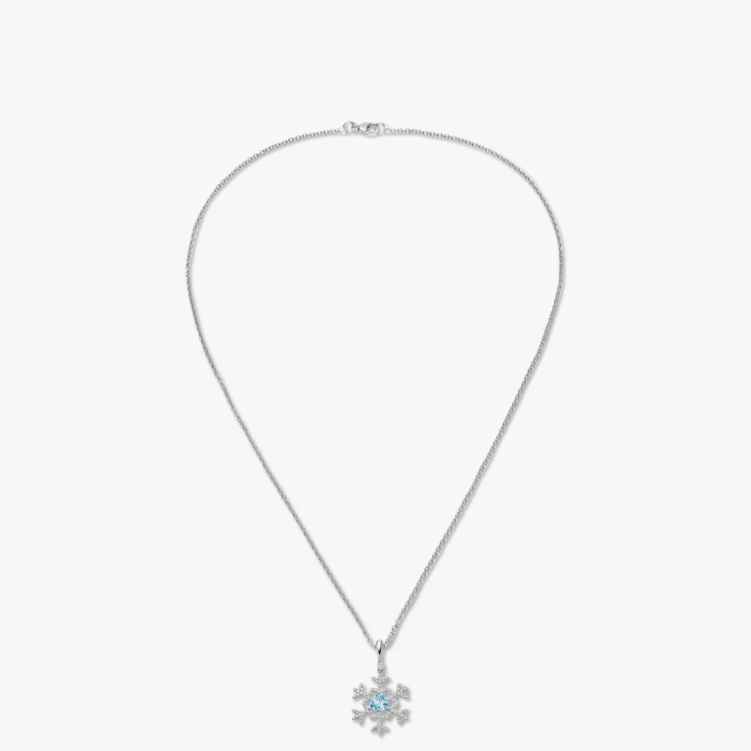 Snowflake Blue Topaz and Diamond Pendant - Image 2