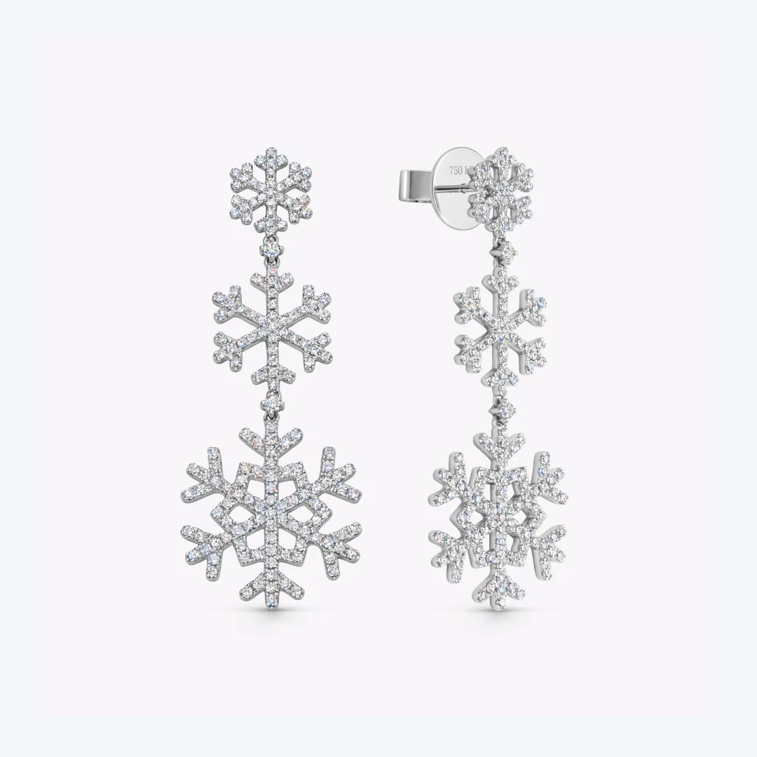 Snowflake Diamond Cascading Earrings - Image 3