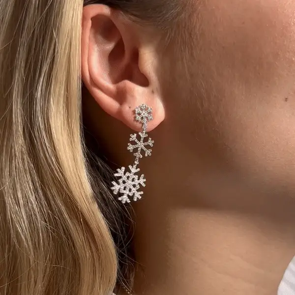Snowflake Diamond Cascading Earrings - Image 4
