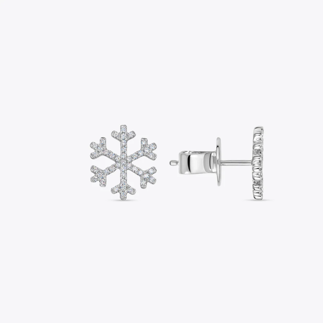 Snowflake Diamond Stud Earrings - Image 3