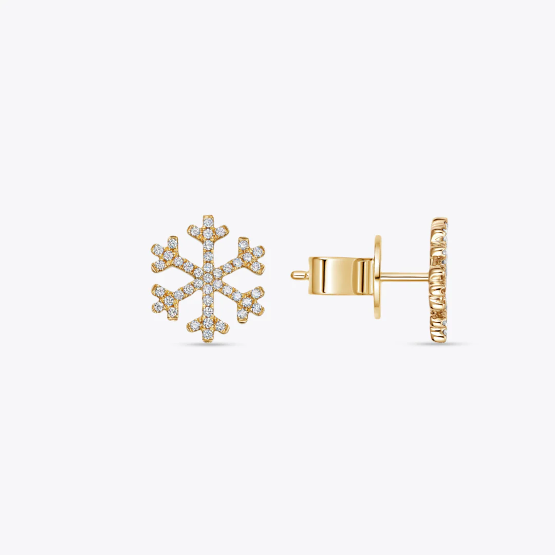 Snowflake Diamond Stud Earrings - Image 3