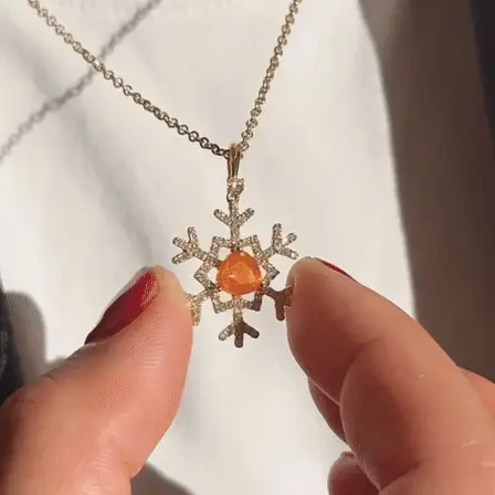 Snowflake Fire Opal and Diamond Pendant - Image 3