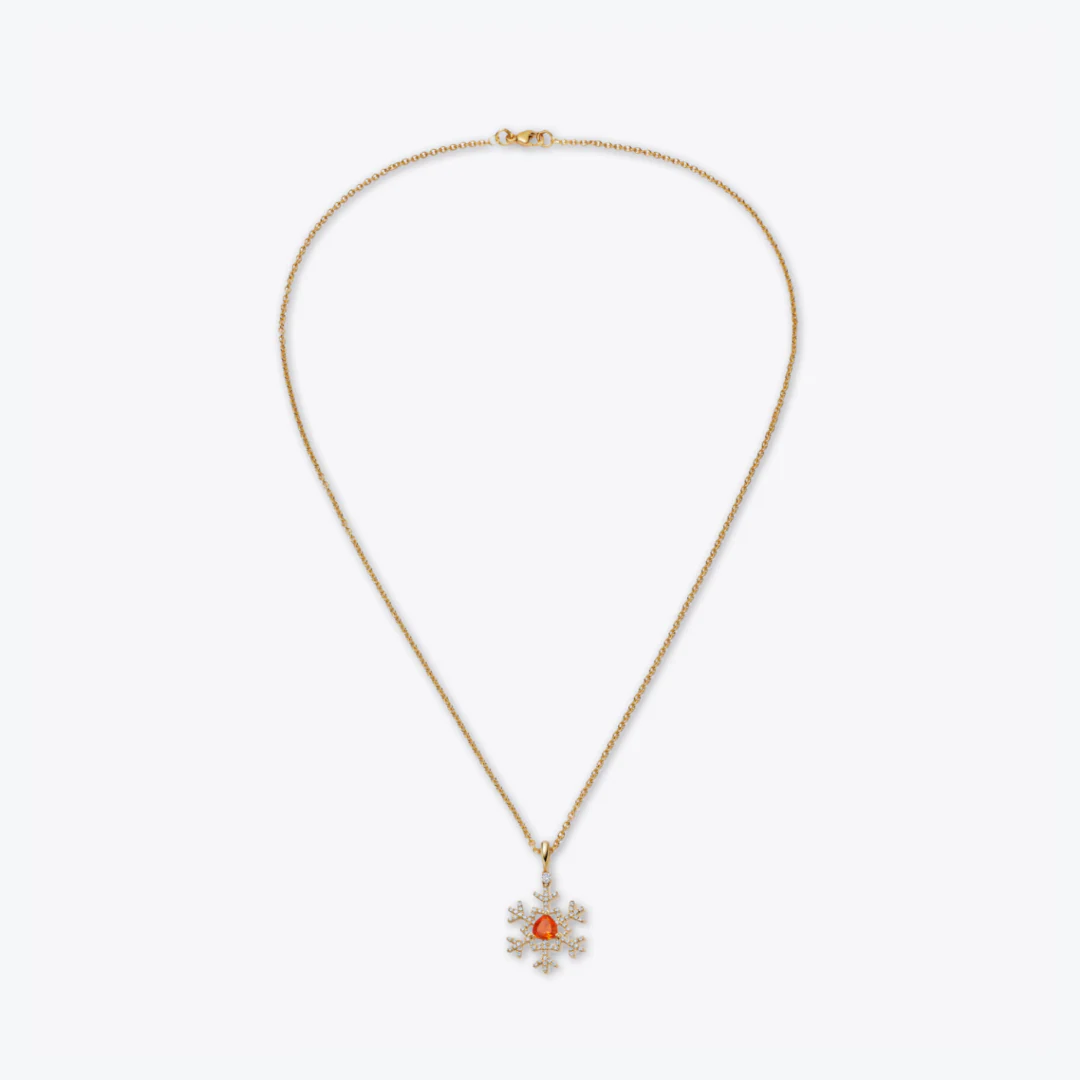 Snowflake Fire Opal and Diamond Pendant - Image 4