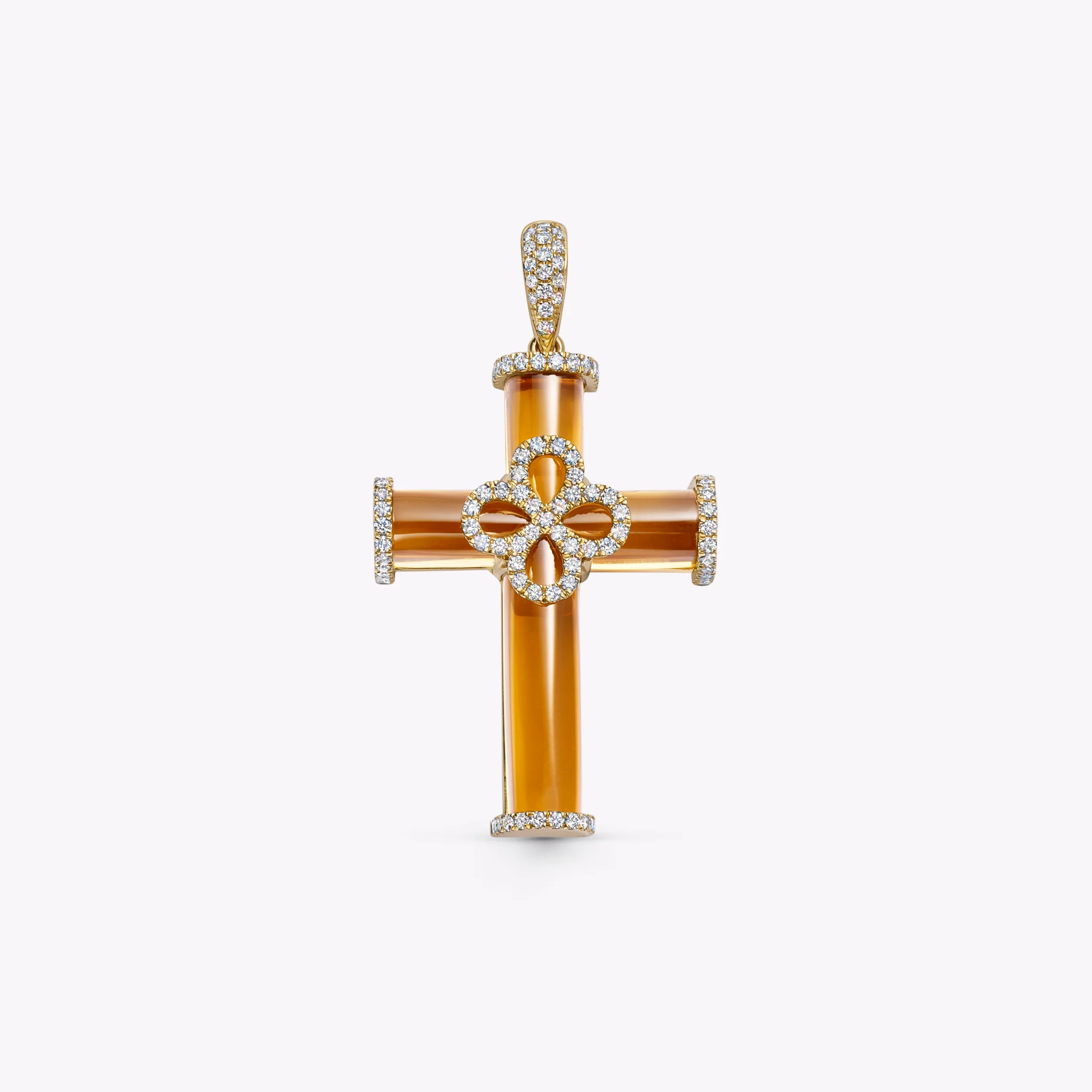 Special Editions Citrine and Diamond Petal Cross Pendant