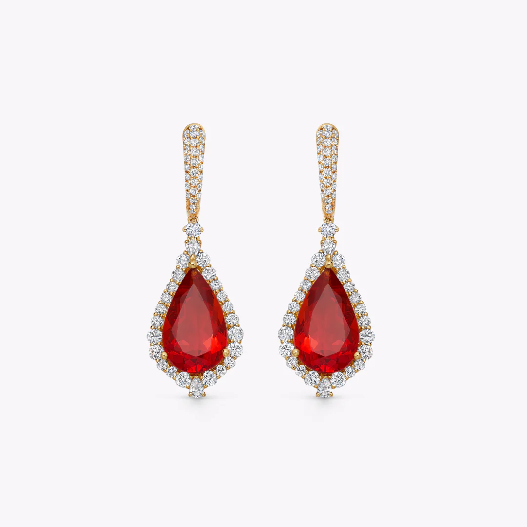 Special Editions Fire Opal and Diamond Frame Earrings
