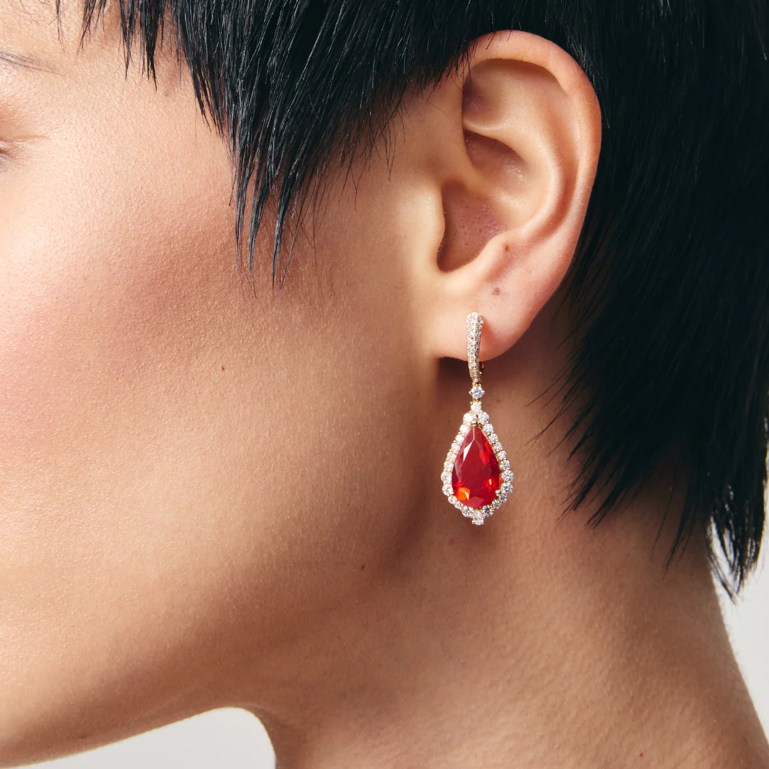 Special Editions Fire Opal and Diamond Frame Earrings - Image 2