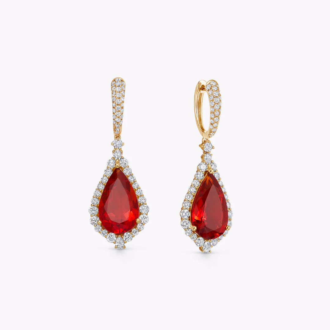 Special Editions Fire Opal and Diamond Frame Earrings - Image 3