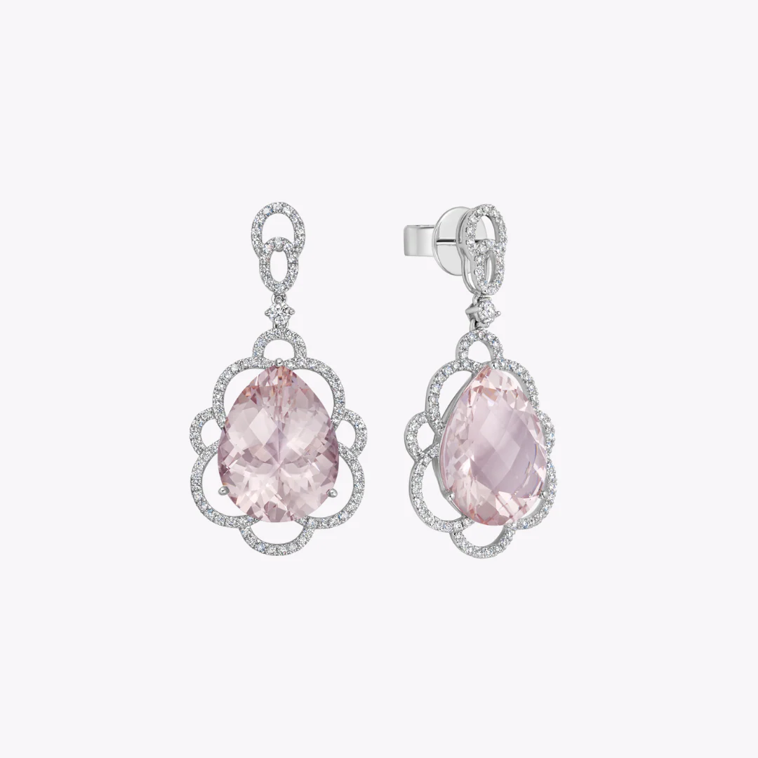 Special Editions Morganite and Diamond Petal Earrings - Image 3
