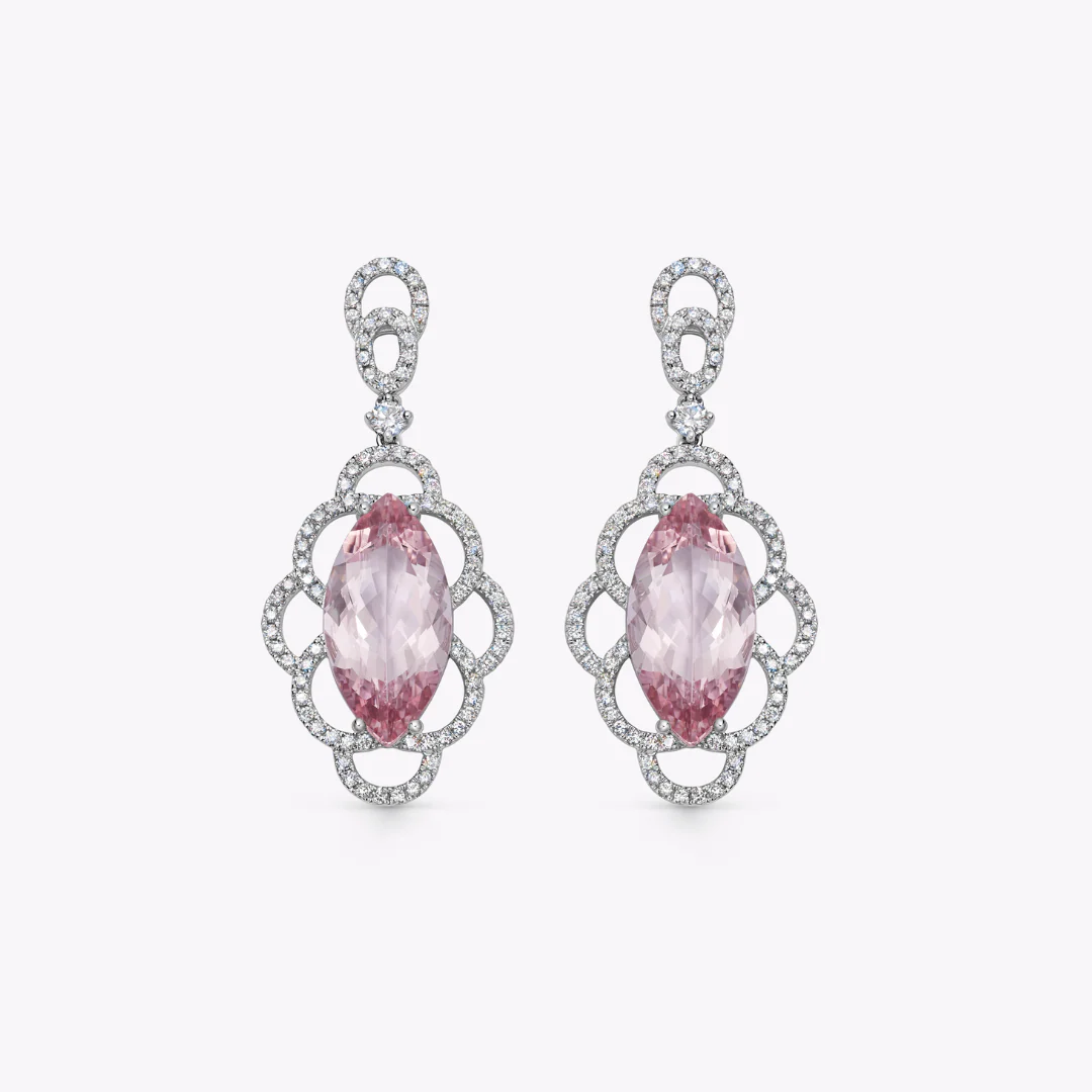 Morganite and Diamond Petal Earrings
