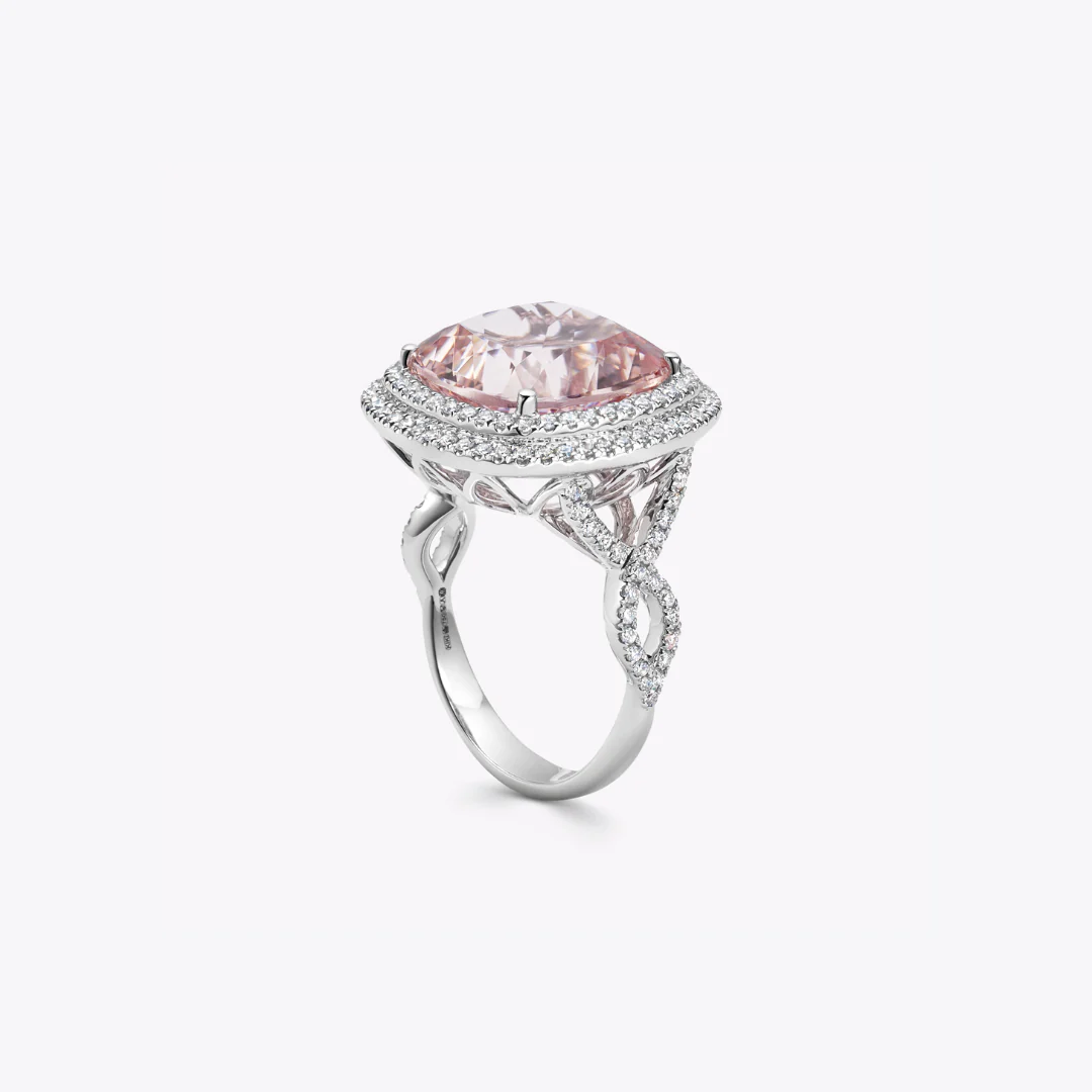 Special Editions Morganite and Double Diamond Halo Ring - Image 3