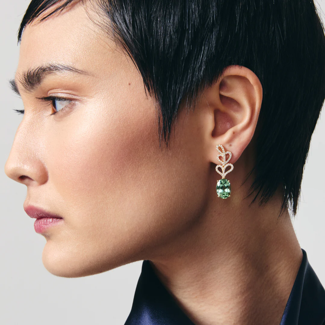 Special Editions Green Tourmaline and Diamond Bloom Earrings - Image 2