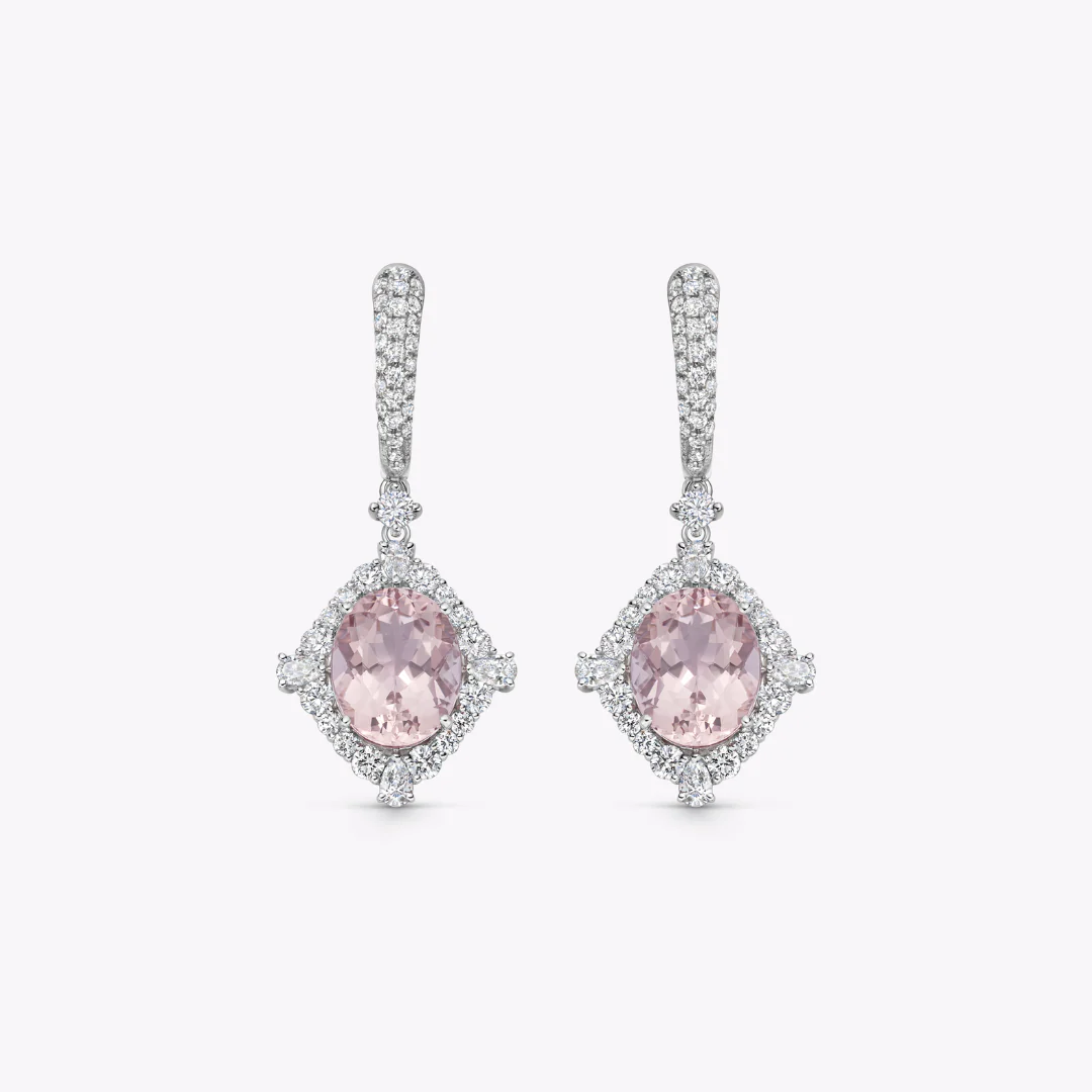 Special Editions Oval Morganite and Diamond Frame Earrings