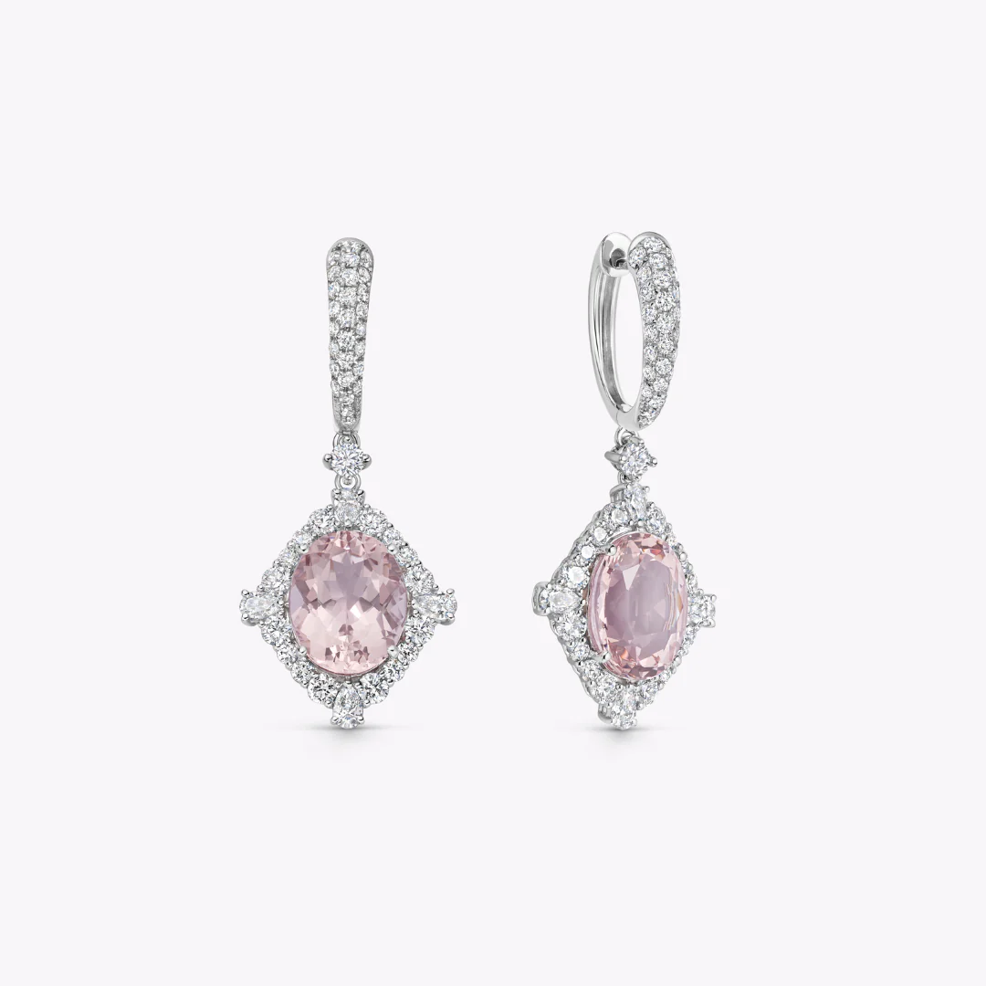 Special Editions Oval Morganite and Diamond Frame Earrings - Image 3