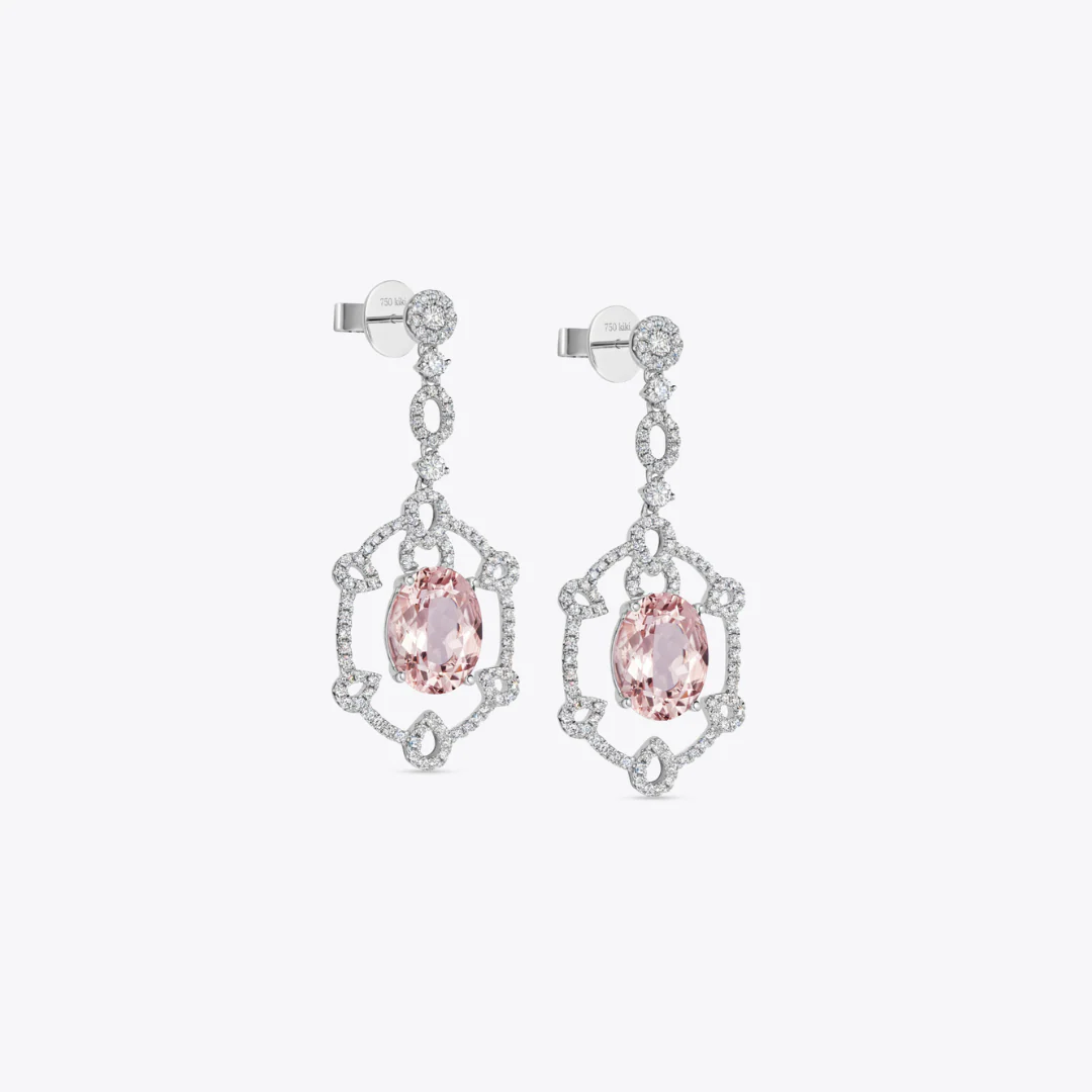 Special Editions Morganite and Diamond Detail Earrings - Image 2