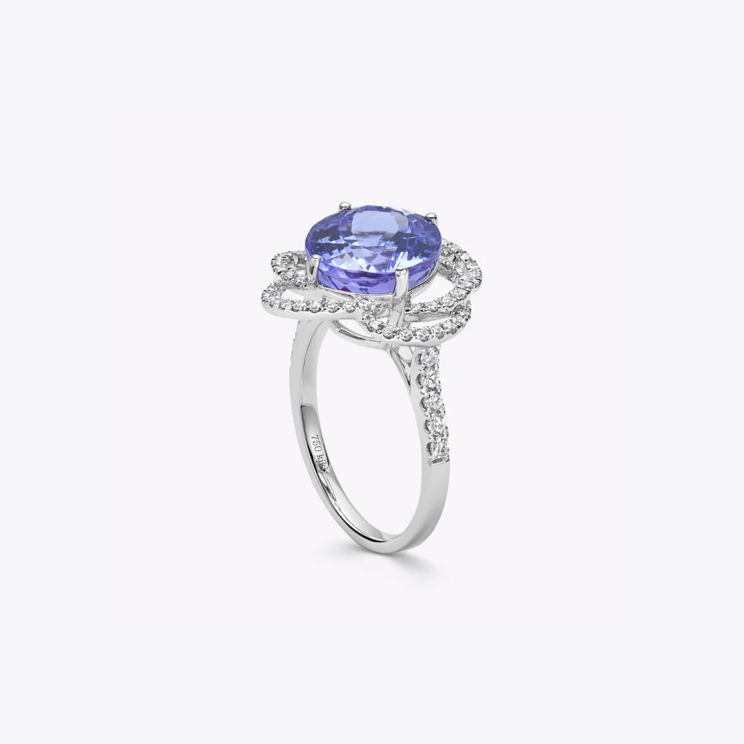Special Editions Tanzanite and Diamond Wave Detail Ring - Image 3