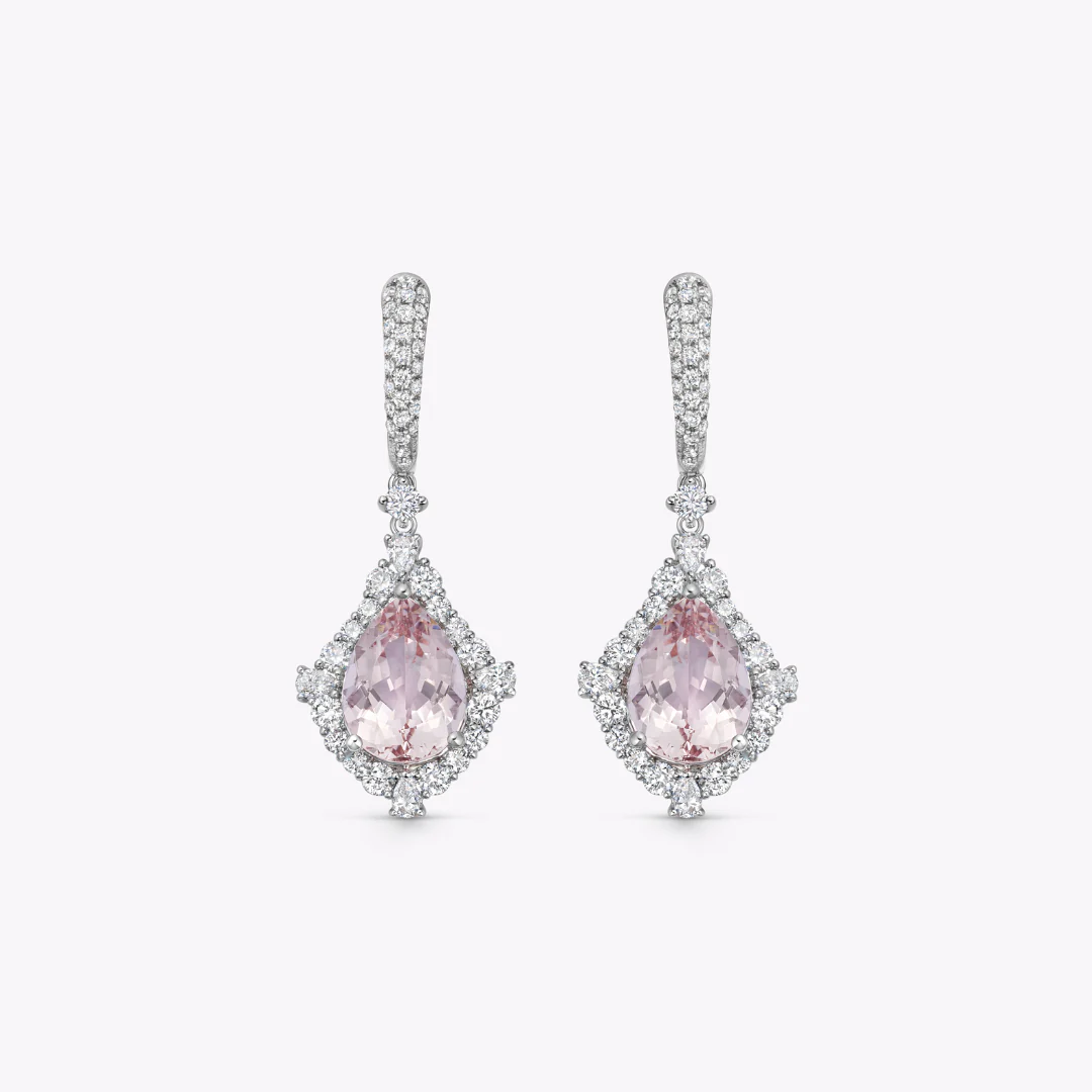 Special Editions Pear Morganite and Diamond Frame Earrings