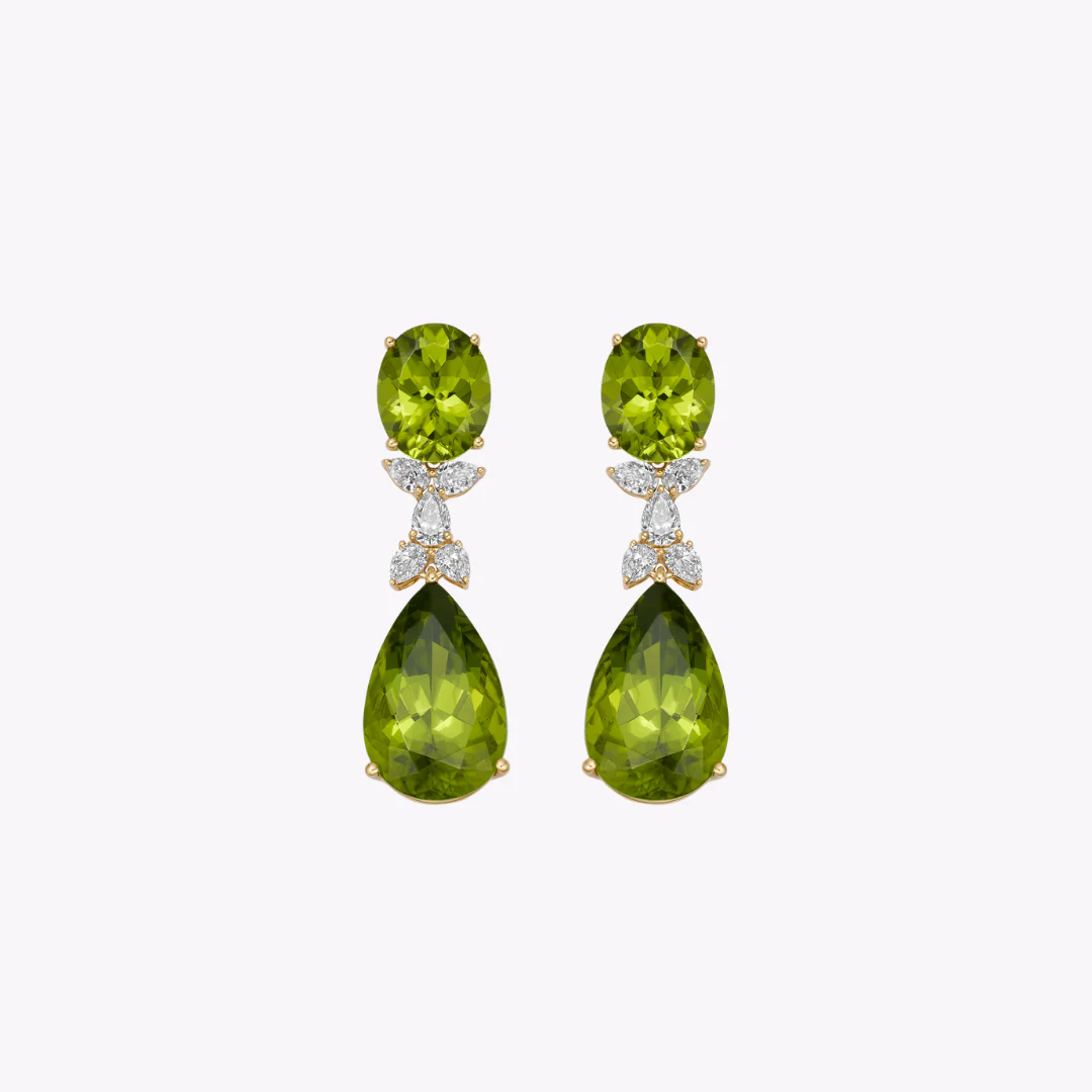Special Editions Pear Peridot and Diamond Earrings