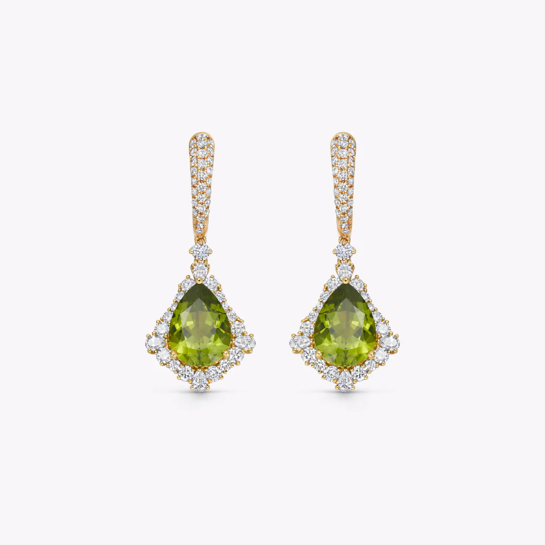 Special Editions Pear Peridot and Diamond Frame Earrings