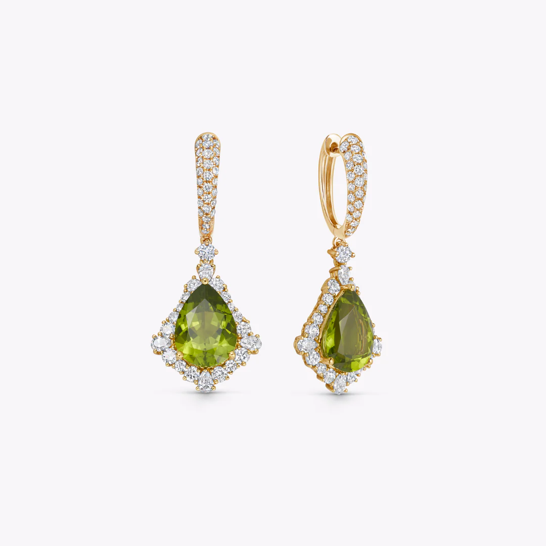 Special Editions Pear Peridot and Diamond Frame Earrings - Image 3