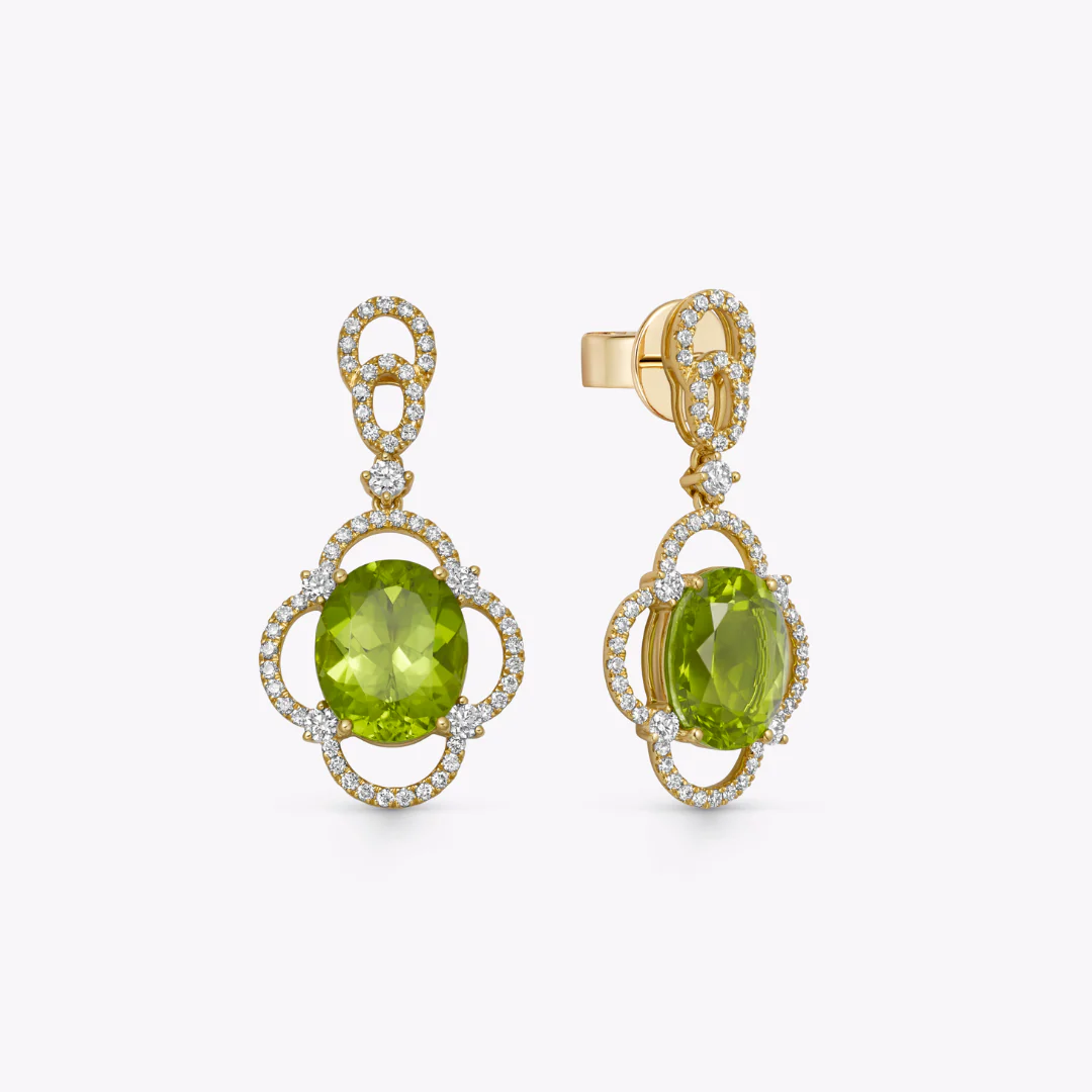 Special Editions Peridot and Diamond Open Petal Earrings - Image 3