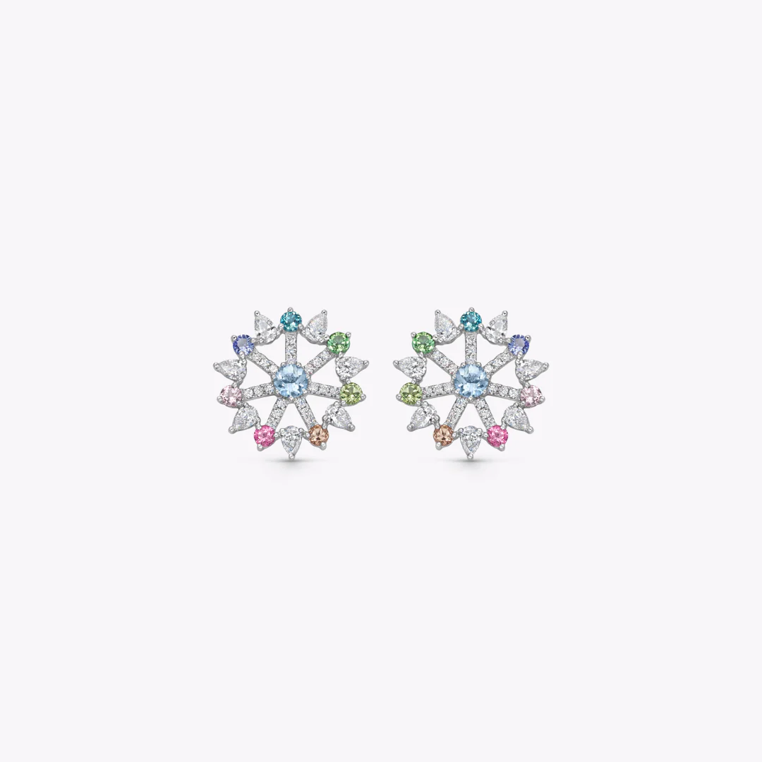 Special Editions Multi-Gemstone and Diamond Rainbow Stud Earrings