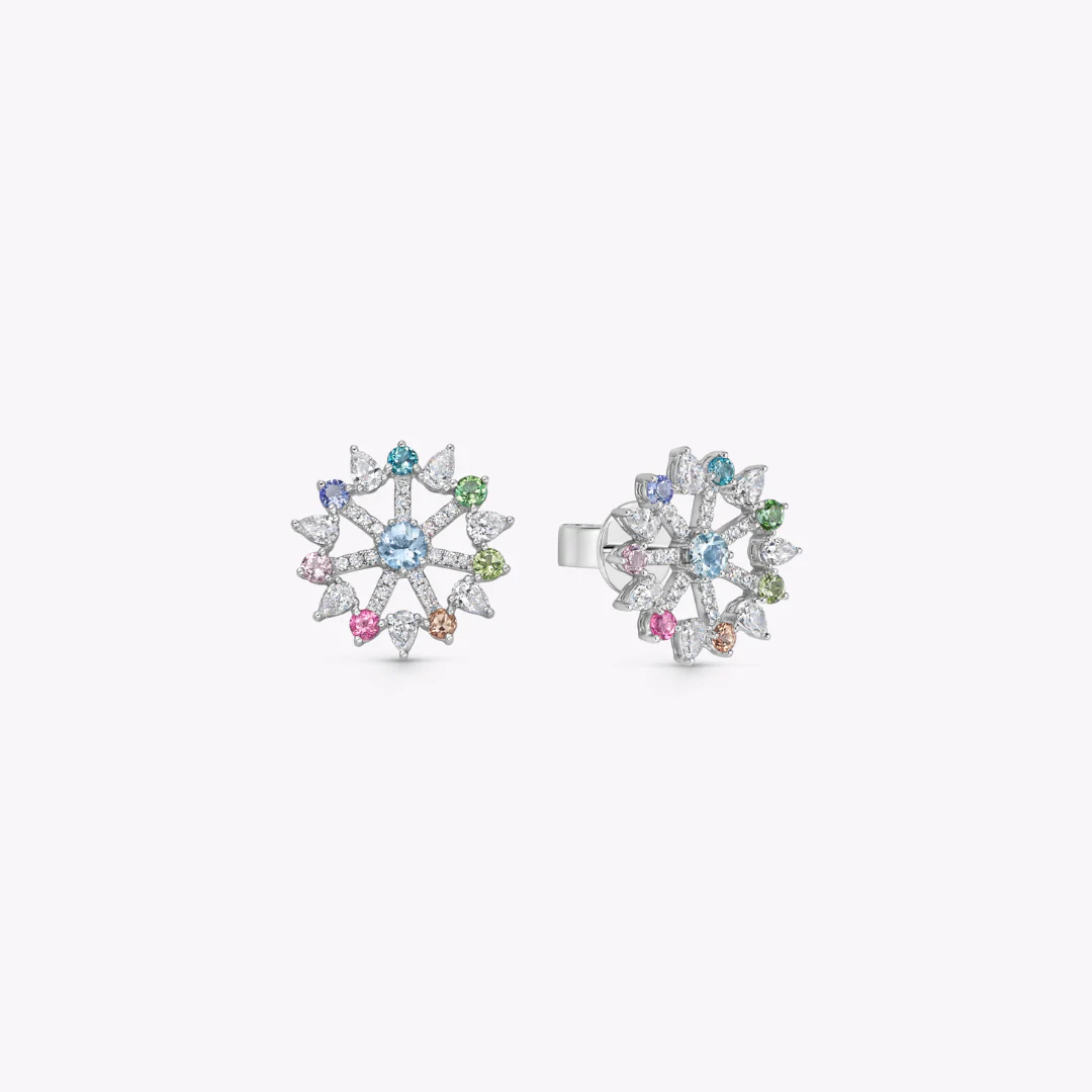 Special Editions Multi-Gemstone and Diamond Rainbow Stud Earrings - Image 3