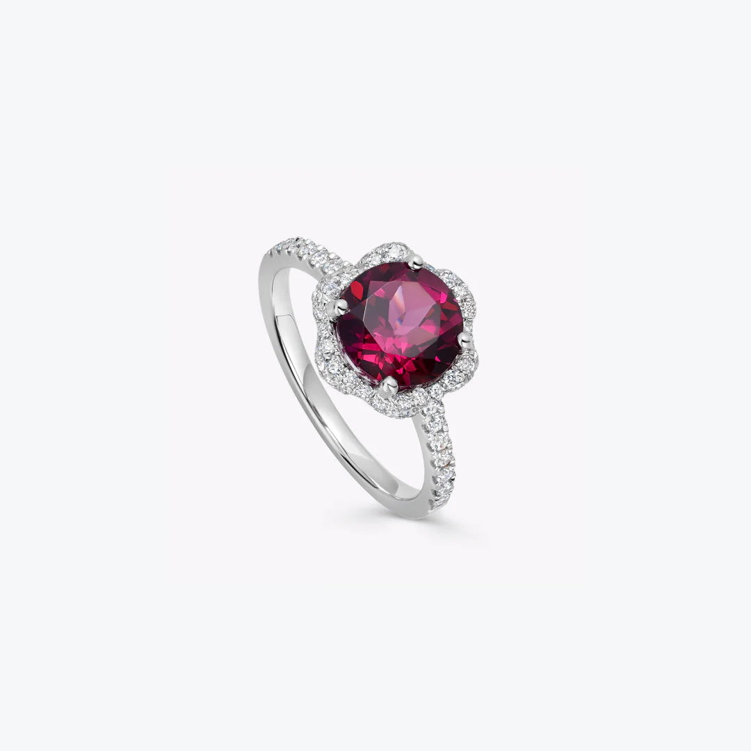 Special Editions Rhodolite Garnet and Diamond Wave Ring