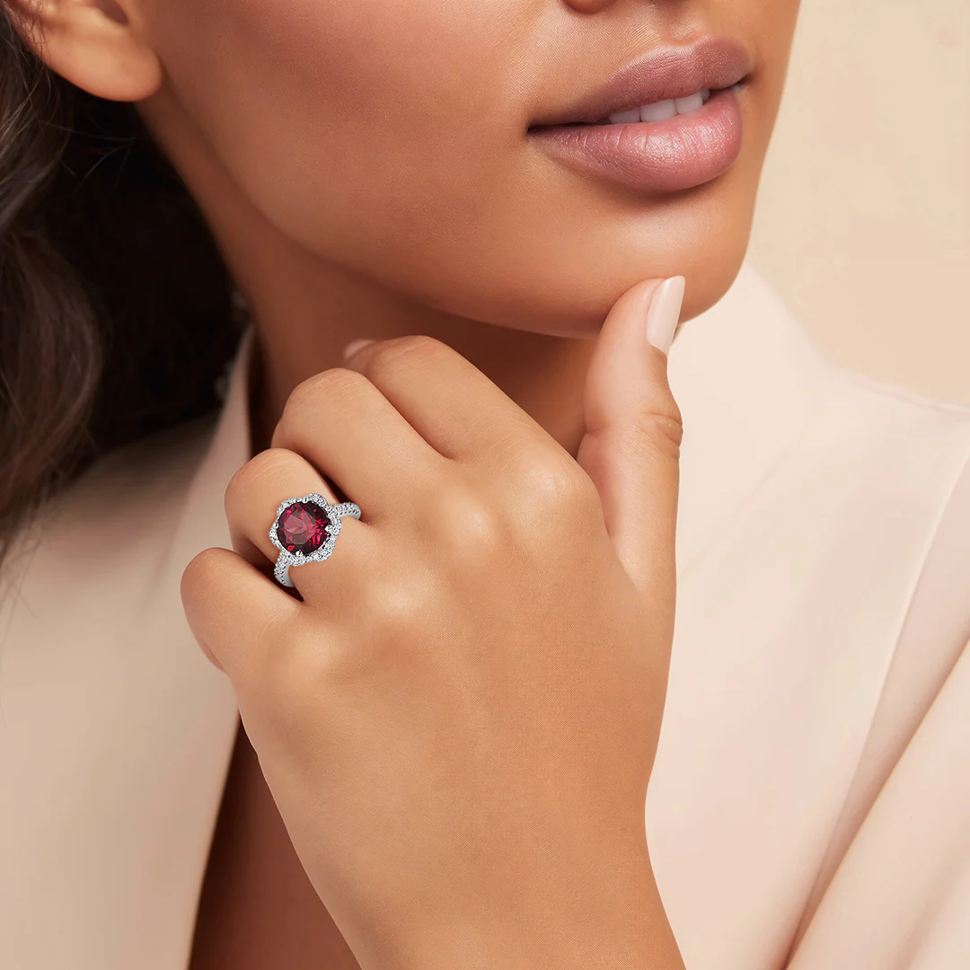 Special Editions Rhodolite Garnet and Diamond Wave Ring - Image 2
