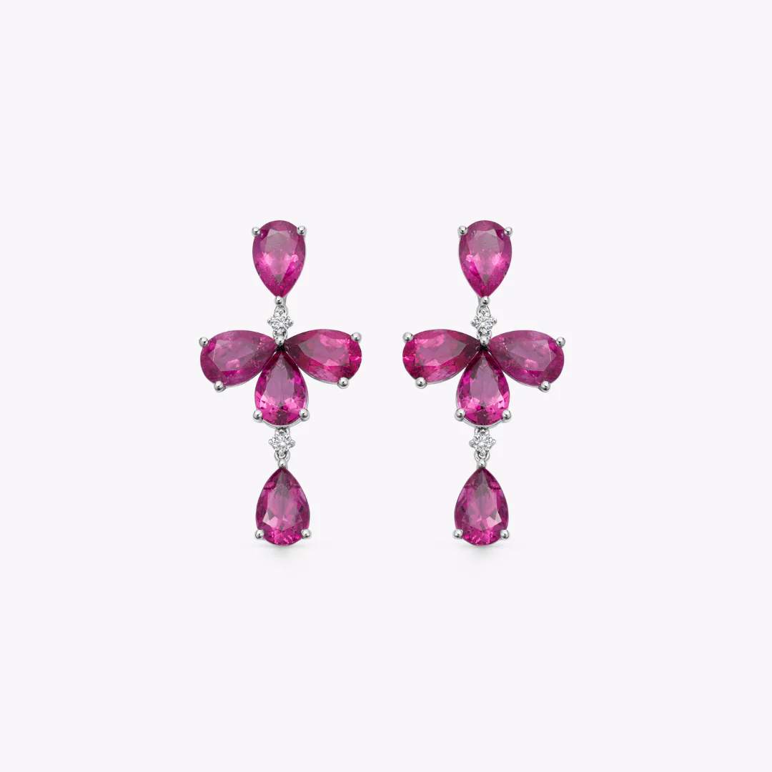 Special Editions Rubellite and Diamond Bloom Earrings