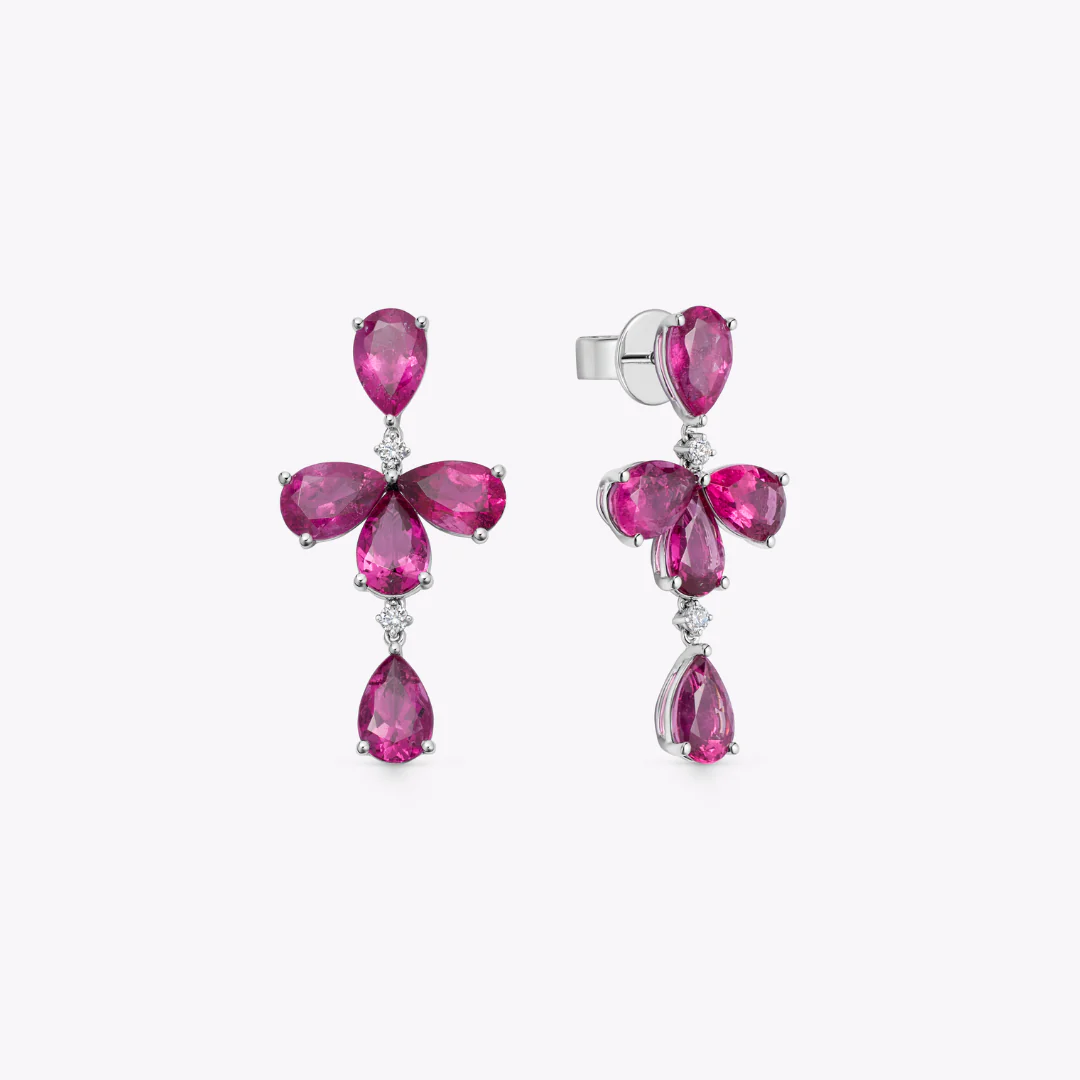 Special Editions Rubellite and Diamond Bloom Earrings - Image 3