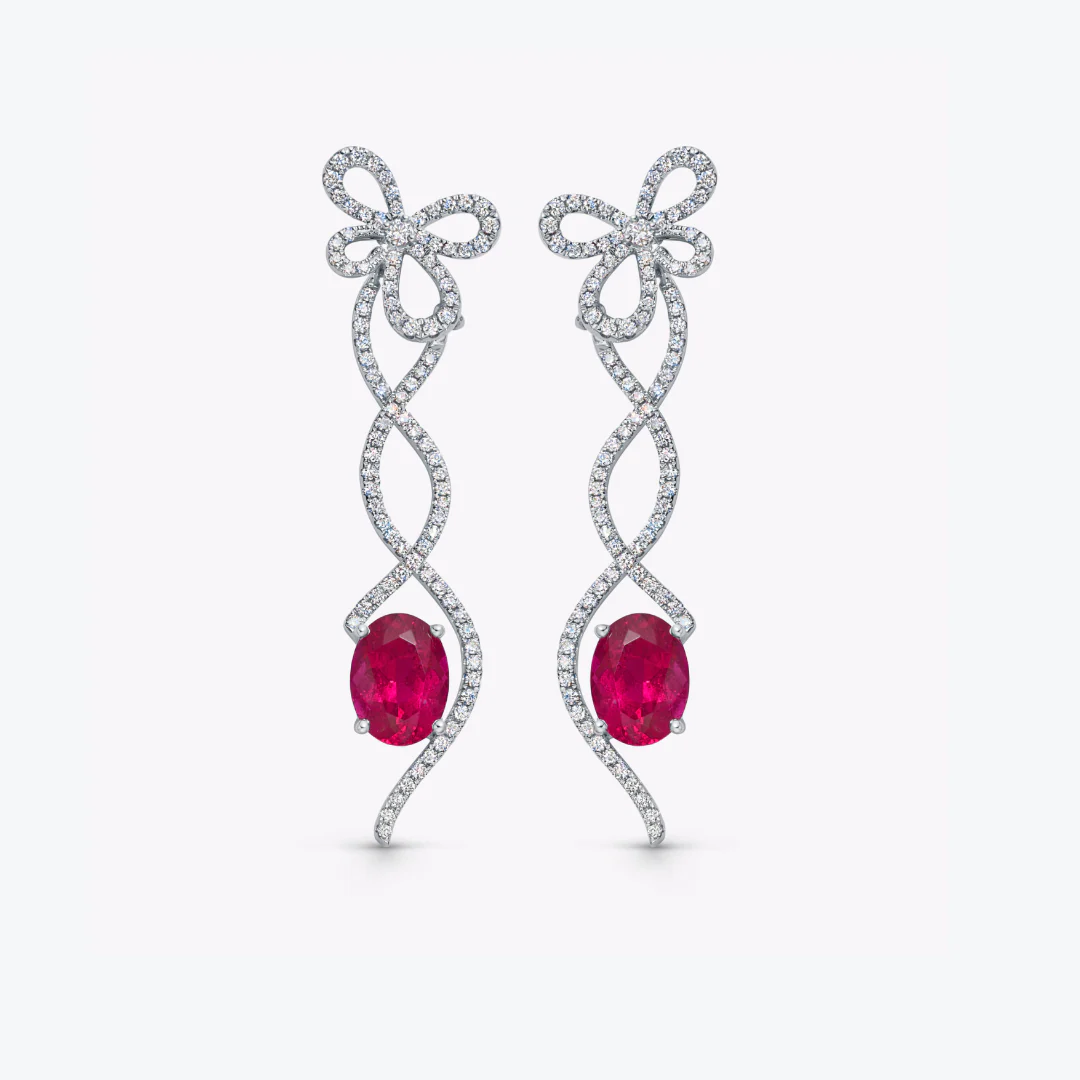 Special Editions Rubellite and Diamond Bow Earrings