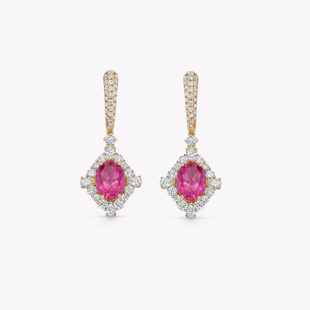 Special Editions Rubellite and Diamond Frame Earrings